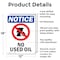 Signmission No Used Oil, 12 in W x Rectangle, Aluminum OS-2PACK-NS-A-1218-V-15025 - alternate 4